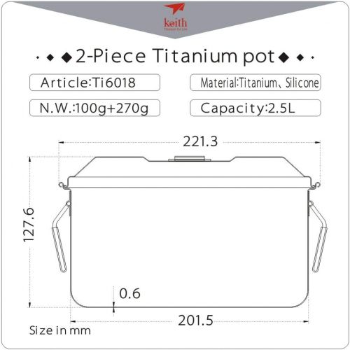  Keith Titanium Ti6018 Pot - 2.5 L