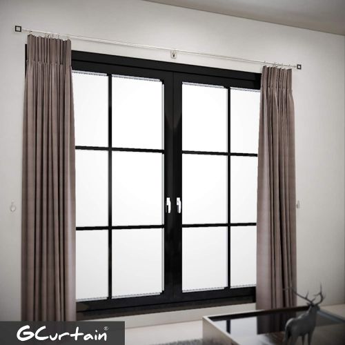  GCurtain Gcurtain Prominent Standard 34 Curtain Rod Set, 66 - 120, Brushed Finish with Black Acrylic (MAC9001-C)