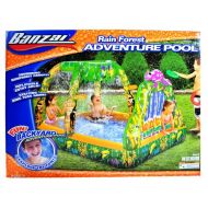 Banzai Rain Forest Series Inflatable Swimming Pool - ADVENTURE POOL with Rainforest Themed Graphics, Refreshing Sprinkler Canopy, Water Play Activities with 2 Inflatable Rings and