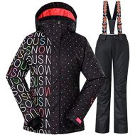 RIUIYELE Fashion Women Breathable Waterproof and Windproof Colorful Snowboard Ski Jacket Pants Set