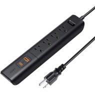[아마존 핫딜] AUKEY USB-C Power Strip with Power Delivery, 4-Outlet Power Strip with Quick Charge 3.0, 18W Power Delivery & 5-Foot Cable for Home and Office Desk (Black)