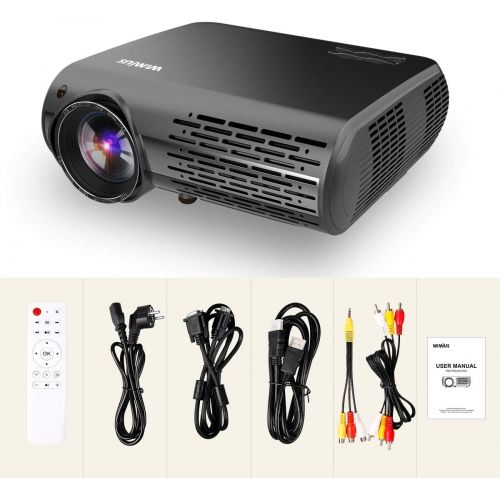  [아마존 핫딜]  [아마존핫딜]Projector, WiMiUS P20 Native 1080P LED Projector, 5000 Lux Movie Projector Support 4K Video 300 Display ±50°Digital Keystone Correction 70,000 Hrs for Home Entertainment & PPT Busi