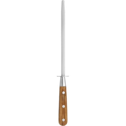  Sabatier 5091706 Triple Rivet High Carbon Stainless Sharpening Steel with Olivewood Handle, 8-Inch