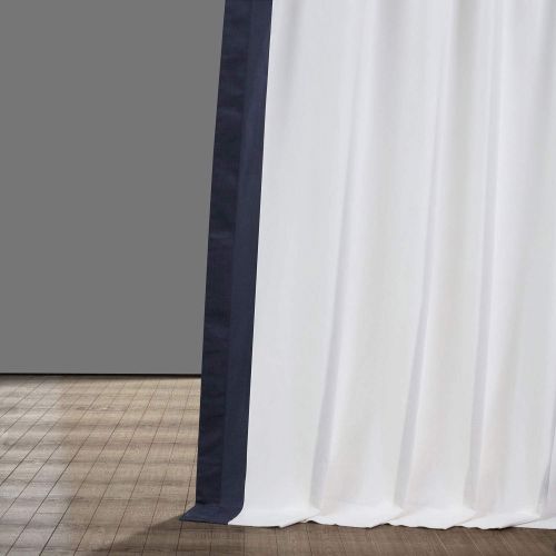  HPD Half Price Drapes PRCT-VC1713-108 Vertical Colorblock Panama Curtain, Fresh Popcorn & Polo Navy, 50 x 108
