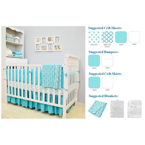  [아마존베스트]American Baby Company 100% Natural Cotton Percale Fitted Crib Sheet for Standard Crib and Toddler Mattresses, Aqua Sea Waves, Soft Breathable, for Boys and Girls