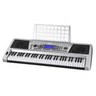 AyaMastro Silver 61-Key Electric Keyboard Digital Piano wLCD Display & Music Sheet Stand with Ebook