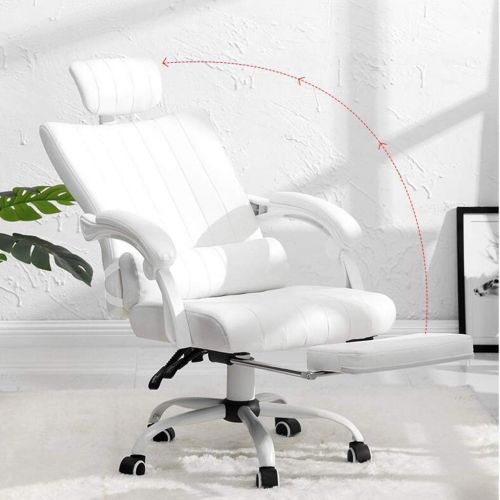  Desk Chairs Office Products/Office Furniture & Lighting/Ch Computer Chair White Swivel Chair Office Chair Reclining Back Seat Vertical Bar Simple Atmosphere Lifting Rotating Reclin