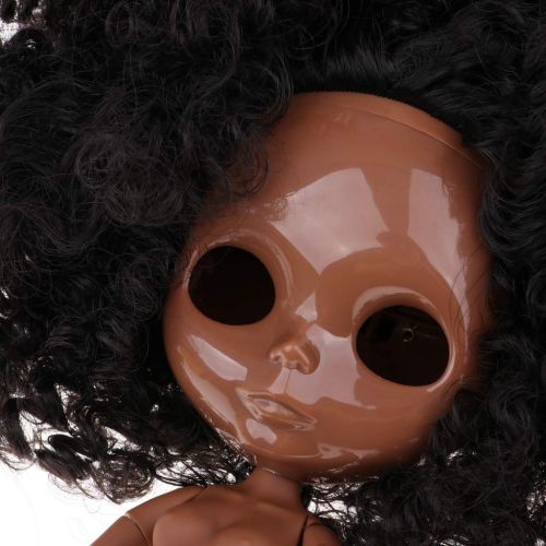  Prettyia Jointed Nude Body & No Make Up Faceplate w/ Wig for 12inch Blythe Neo Doll Custom Tanned