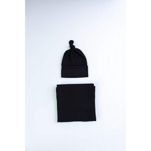  Undercover Mama Newborn Baby Blanket and Hat Bundle (Black)