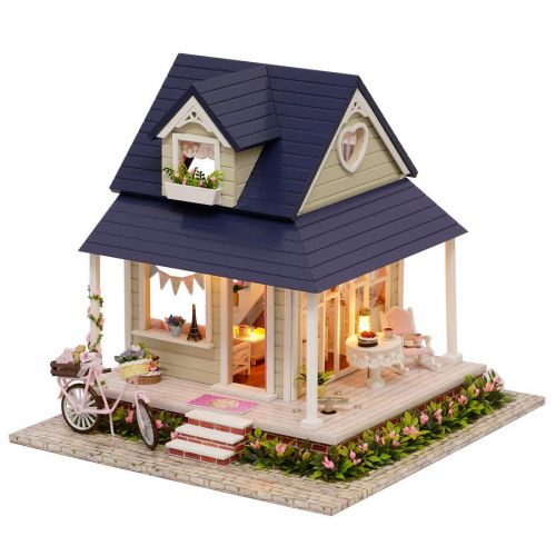  HMANE DIY Dollhouse Kit Miniature Furniture 3D Assembly Creative House with with Light and Music - Trip of Aegean Sea