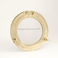 Nagina International 17 Deluxe Nautical Brass Polished Porthole Mirror | Pirates Boat Decorative Mirror | Captains Maritime Beach Home Decor & Gifts