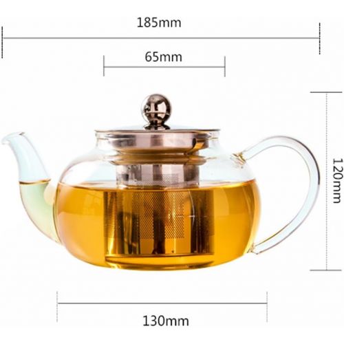 Lifeyz klare transparente glas teekanne hochwarmfester teekanne blume tea coffee pot mit rostfreier Stahl infuser 600ml (600ML)
