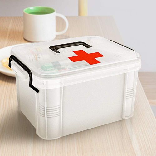  YX Medical box YangXu Medical Box-polyethylene Material, Light and Easy to take Moisture and dustproof, Thick and Durable Easy to Clean Multi-Function Double-Layer Large Capacity, Household Doubl