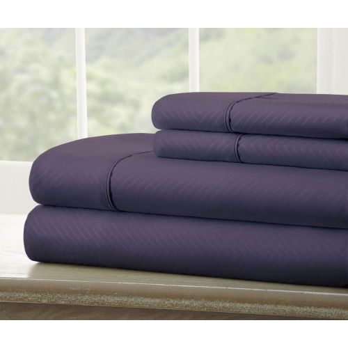  Ienjoy Home ienjoy Home 4 Piece Home Collection Premium Embossed Chevron Design Bed Sheet Set, Queen, Purple