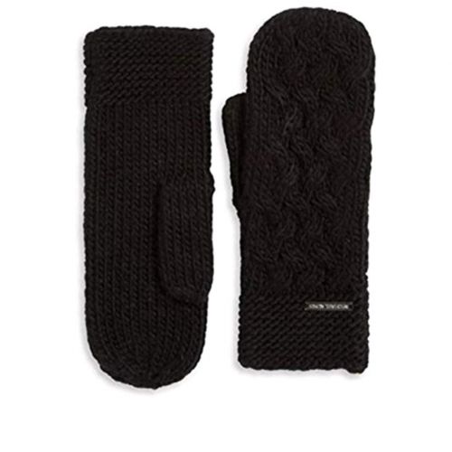 마이클 코어스 Michael Kors Womens Cable Knit Mittens, Black, One Size