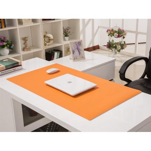  AmazonBasics LL-COEUR Multifunctional Office Table Mat Leather Computer Desk Pad Waterproof Mouse Pad 3.5mm (Orange, 1000 x 1000 x 3.5 mm)