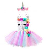AQTOPS Unicorn Dress Costume for Girls Birthday Halloween Rainbow Tutu Dresses Outfits