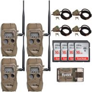Cuddeback CuddeLink J Series Long Range IR 20MP Trail Camera 4-Pack with Python Cable and 16GB Card