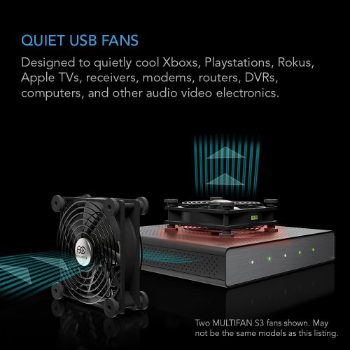  AC Infinity MULTIFAN S7, Quiet Dual 120mm USB Fan for Receiver DVR Playstation Xbox Computer Cabinet Cooling