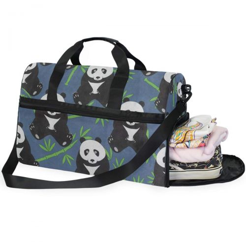  All agree Abstract Panda Animal Bamboo Gym Bags for Men&Women Duffel Bag Weekender Bag with Shoe Compartment