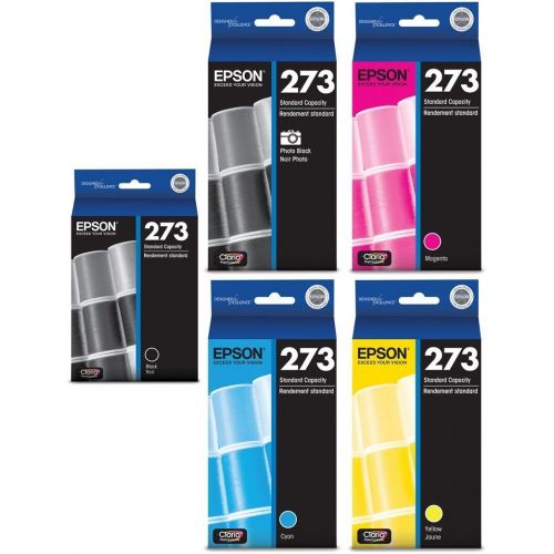 엡손 Genuine Epson 273 Color (BlackPhoto BlackCyanMagentaYellow) Ink Cartridge 5-Pack (Includes 1 each of T273020,T273120, T273220,T273320,T273420) for Epson Expression XP-600800 a