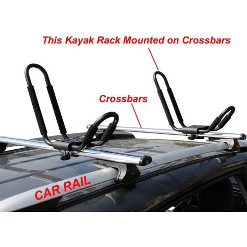  SUDOO Kayak Rack Accessories for Car - 2 Pair J-Bar Shape Steel Roof Rack Kayak Carrier wVehicle Cross Bars Roof Racks Mount on Car Truck and SUV Vault Crossbar, for Canoe, SUP and Kaya