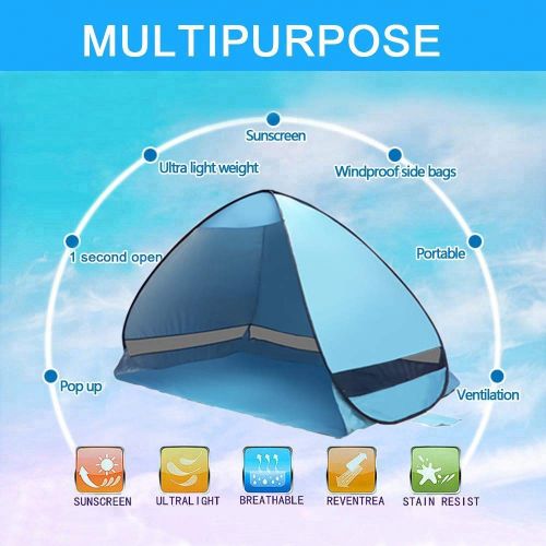  GOFEI 2-3 Persons of Automatic Beach Tent Waterproof Sun Shelter Portable UV Protection Cabana with Carry Bag for Outdoor Camping