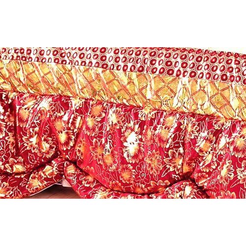  Tache Home Fashion BM4353-Q 6 Piece Warm Red Gold Rose Garden Floral Patchwork Quilted Comforter Bedding Set, Queen