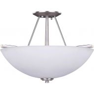 Canarm ISF256A03BPT New Yorker 3-Light 15-Inch Semi-Flush Fixture, Flat Opal Glass Bowl and Brushed Pewter