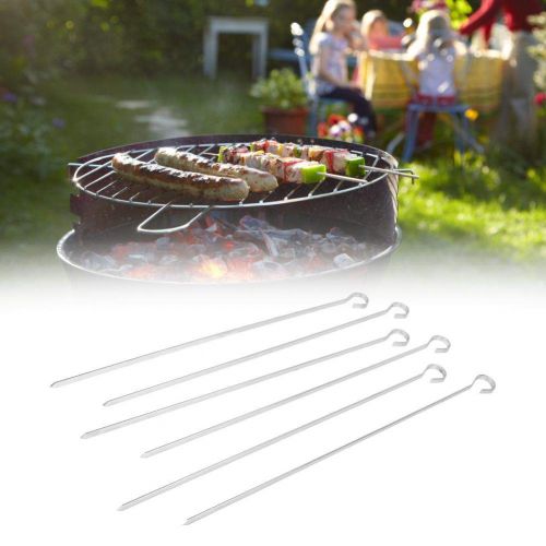  Asixx Metal Skewers, 6Pcs Stainless Steel BBQ Grilling Fork Barbecue Skewer Set for Picnic, Camping, Backyard Barbecue