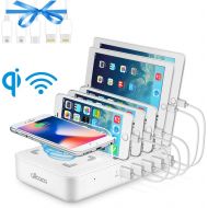 [아마존 핫딜]  [아마존핫딜]Allcaca ALLCACA Wireless Charging Station for Multiple Devices - Fast Charging Dock Organizer with 5 USB Ports and 1 Qi Wireless Charging Pad for iPhone, ipad, Samsung, Android Phone, Tabl