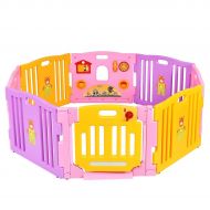 Costzon 8 Panel Baby Playpen Safety Activity Center for Kids Play Zone (8-Panel with Mats)