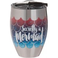 Tervis 1298865 Mermaid Tail Stainless Steel Insulated Tumbler with Clear and Black Hammer Lid, 12oz, Silver