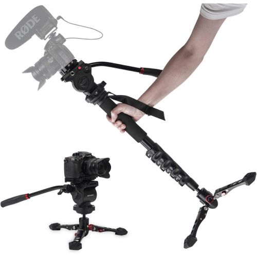  ASHANKS Video Monopod, 63 inch Lightweight Aluminium Camera Monopods Unipod Video DSLR Tripod Holder With Hydraulic Flat Base Pro Fluid Head 4KG Load Damping Head