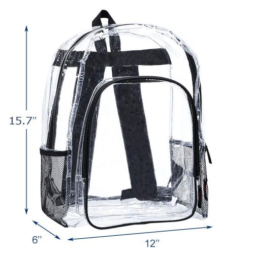  Eland Clear Backpack, Heavy Duty See Through Backpack, Transparent Large Bookbag for College, Work, Security Travel & Sports