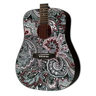 Skinnys Webworks Graphic Acoustic Guitar PAISLEY BLACKRED Design