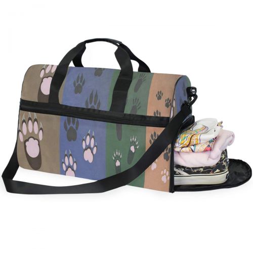  All agree Dog Bear Cat Paw Gym Bags for Men&Women Duffel Bag Weekender Bag with Shoe Compartment