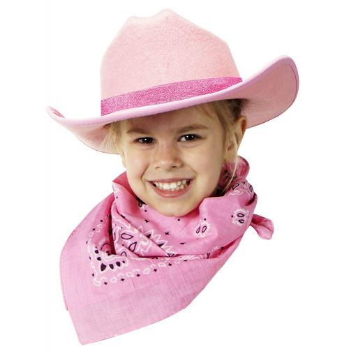  Aeromax Junior Cowboy Hat with Bandanna 6 piece party pack, Pink Sparkle.