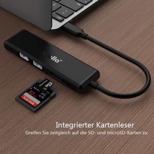  [아마존 핫딜]  [아마존핫딜]Atolla atolla USB C Hub, 5 in 1 Aluminum USB C HDMI Adapter mit 2 USB 3.0 Ports, SD/Micro SD-Kartenleser fuer MacBook Pro, Chromebook und mehr Type-C Gerate