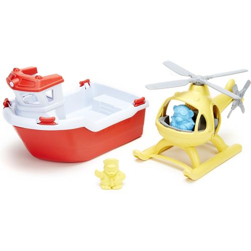  Green Toys Rescue Boat with Helicopter