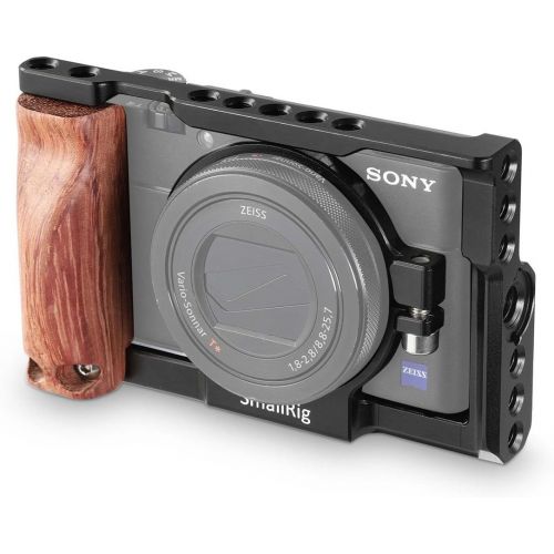  SmallRig SMALLRIG RX100 Cage for Sony RX100 V  RX100 III  RX100 IV (Sony M3 M4 M5) Camera with Wooden Handle Grip - 2105