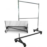 Unknown Double Rail Z Rack Rolling Clothes Rack Garment Rack with Bottom Shelf Combo in Black