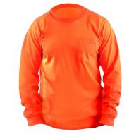 OccuNomix LUX-300LP-07L Classic Long Sleeve 100% Pre-Shrunk Cotton T-Shirt with Pocket, Non-ANSI, Large, Orange (High Visibility)