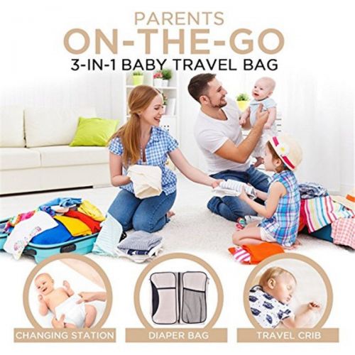  Chuangrong Baby 3 in 1 Practical Portable Mummy Bag Diaper Bag Large Capacity Travel Bassinet Cot Bed and Change Station (Color : Beige)