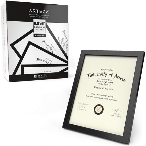  [아마존핫딜][아마존 핫딜] ARTEZA Document Frame 8.5 x 11 Award Plaque 8 Pack  Real Glass Front  Solid Wood Finish  Mounting Hooks for Certificate Display