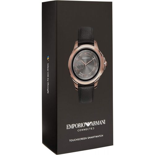  Emporio+Armani Emporio Armani Mens Smartwatch Stainless Steel and Leather Smart Watch, Color:Black (Model: ART5012)