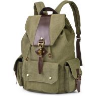 VBG VBIGER Canvas Backpack Vintage Canvas Leather Backpack Casual Bookbag Laptop Backpacks Travel Rucksack for Men Women