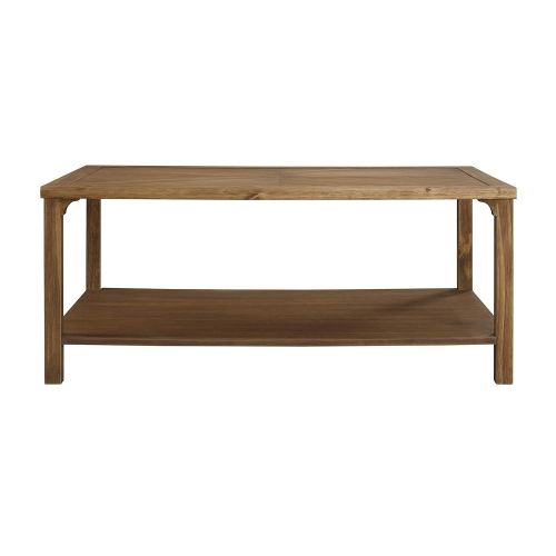  WE Furniture Wood Farmhouse Coffee Table with Storage for Living Room, 42, Caramel
