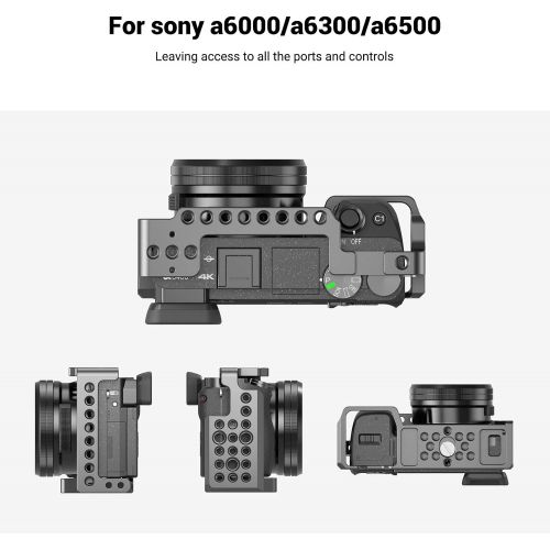  SMALLRIG Camera Cage only for Sony A6000 A6300 ILCE-6000 ILCE-6300 NEX7 with 1/4 3/8 Mounting Points and Built-in Cold Shoe - 1661