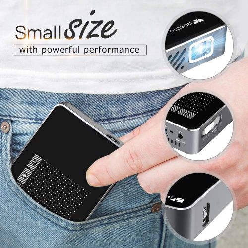  Mini Projector WOWOTO A5 Pro Android 7.1 100ANSI 2+32G Portable DLP Video Projector 150 Home Theater Projectors with BT4.0 Support WiFi Wireless Screen Share 1080P HDMI USB SD Card